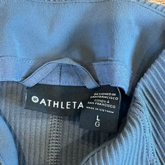 Athleta Salutation Jacket Granite Blue Full Zip Large Active Athletic Gym - Picture 5 of 13